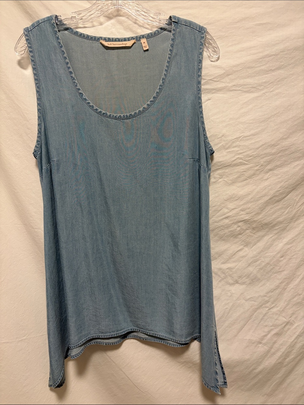 EUCSoft Surroundings Light Blue Chambray/Tencel Sleeveless Tunic Tank Tunic-Med